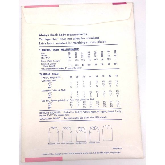 UNCUT Vintage Sewing PATTERN Stretch and Sew 350 by Ann Person, Ladies 1973 Shel - Picture 2 of 2